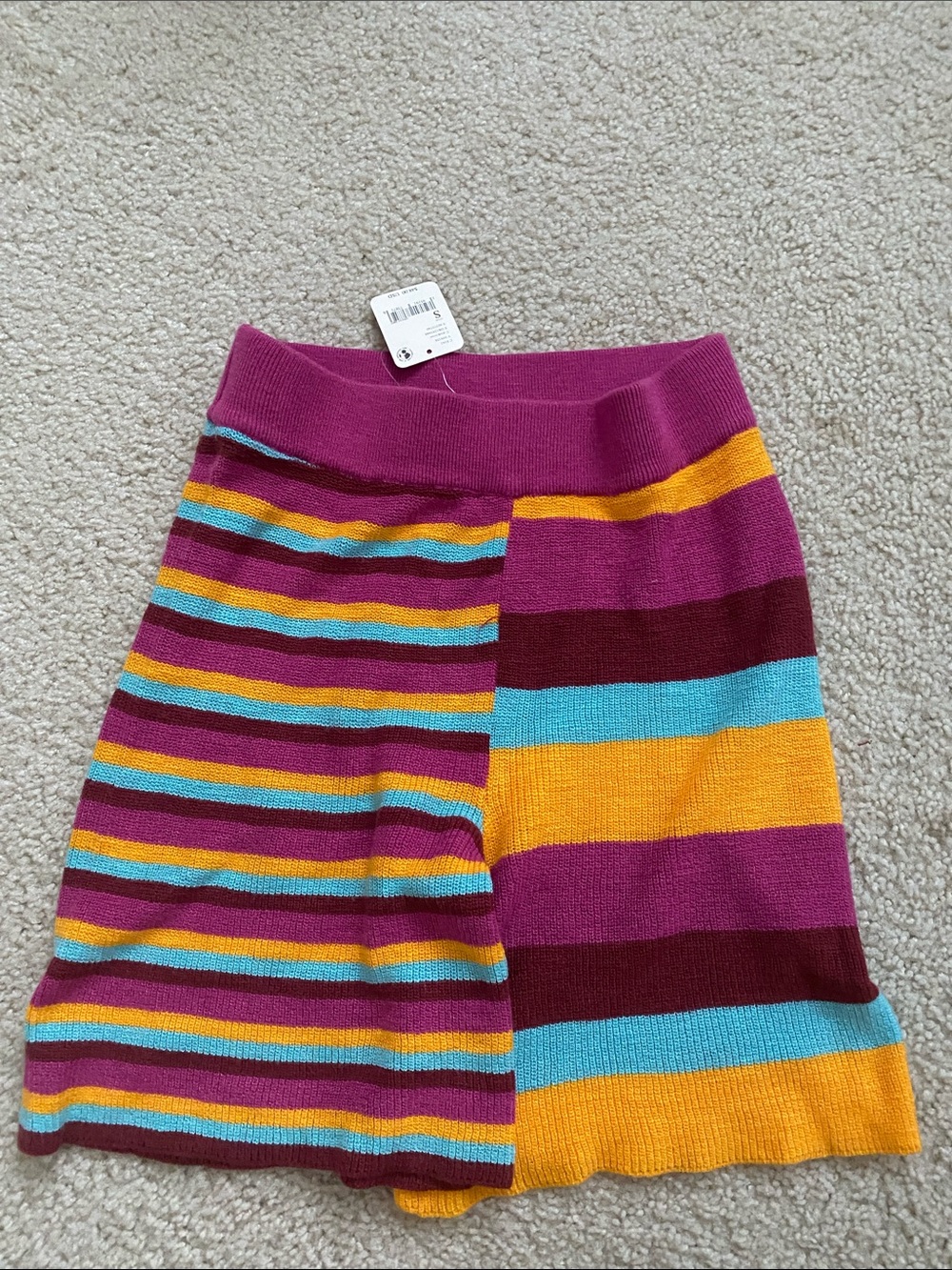 Striped Knit A-Line Shorts in Fuchsia Multi